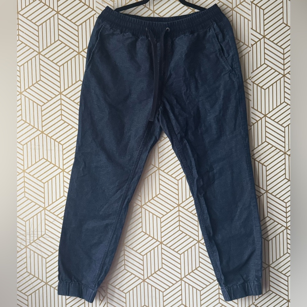 J Crew Cotton Denim Jogger Pants Womens Size M Pull On Elastic Waist Pockets